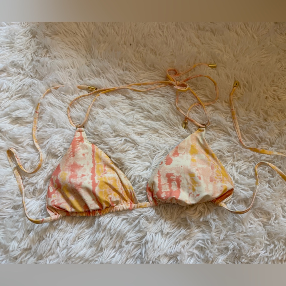 Monday Swimwear Peach & Yellow Watercolor Triangle Bikini Top